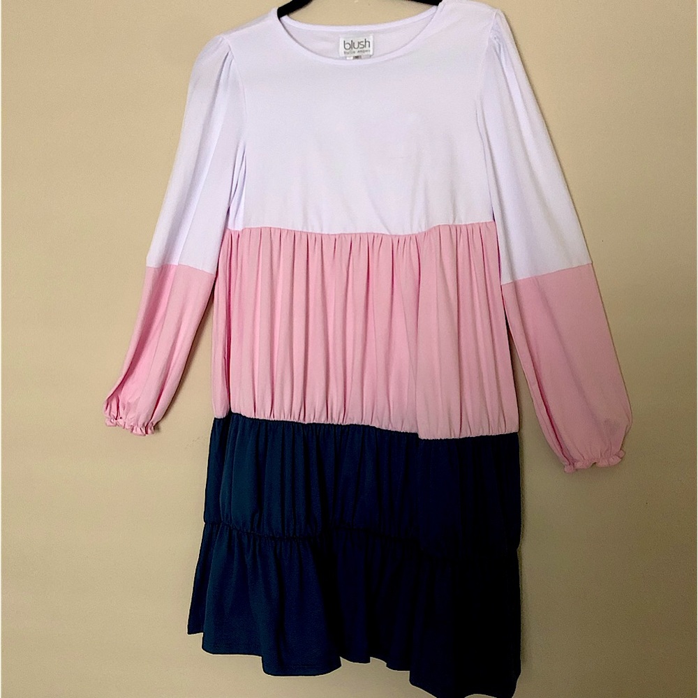 BLUSH BY US ANGELS WHITE & PINK DRESS